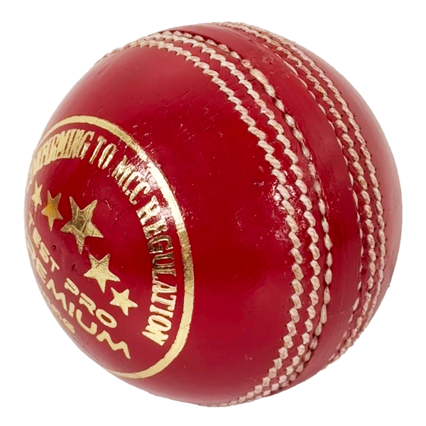Champ 156g Test Pro Premium Cricket Ball – Red - Image 2